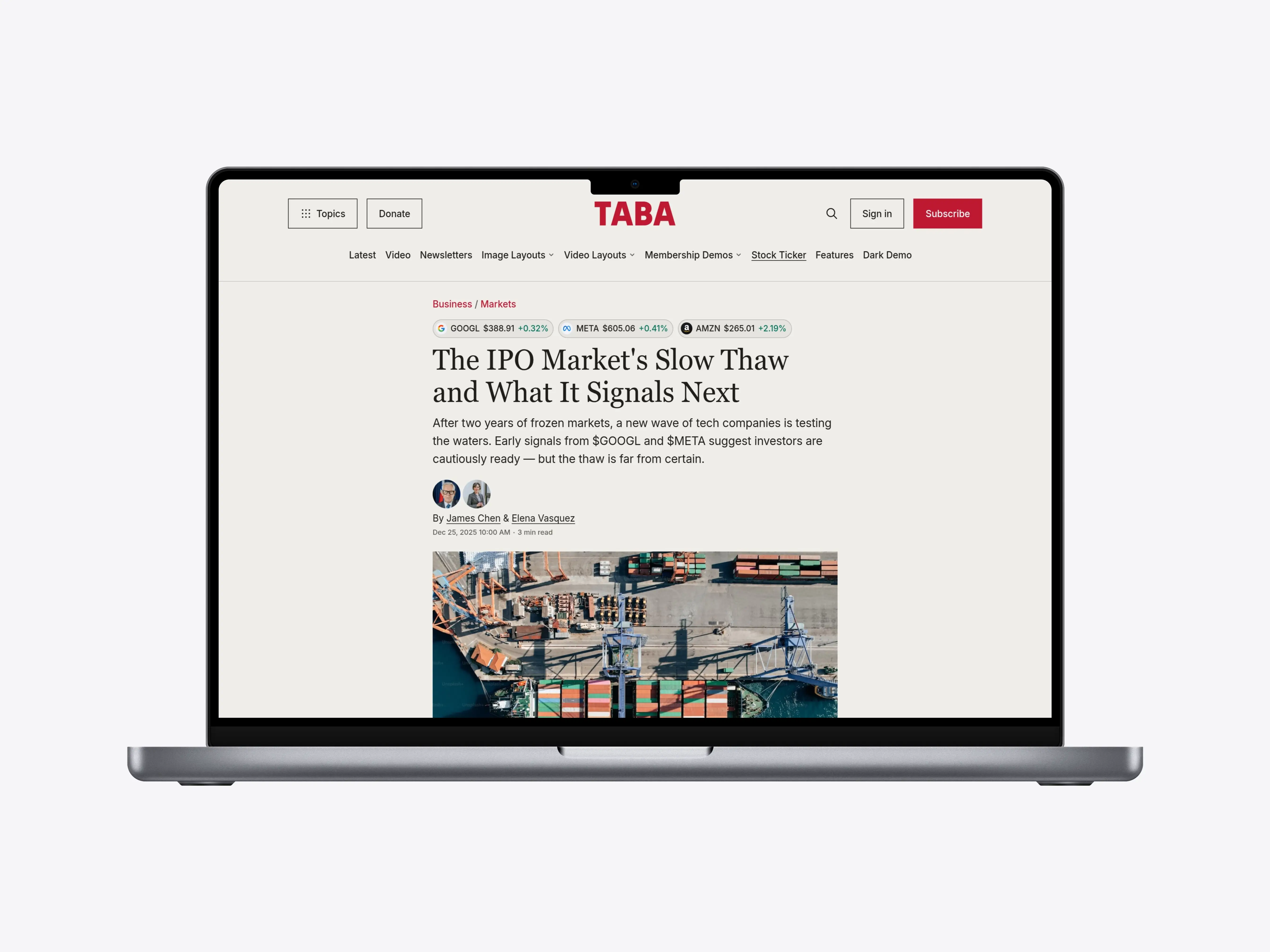 Stock ticker support for the Taba Ghost theme