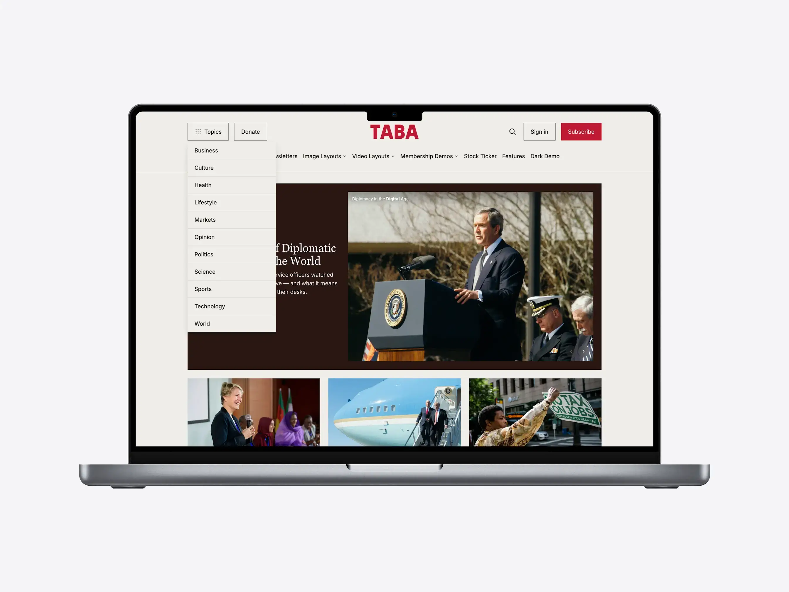 Navigation and discovery for the Taba Ghost theme