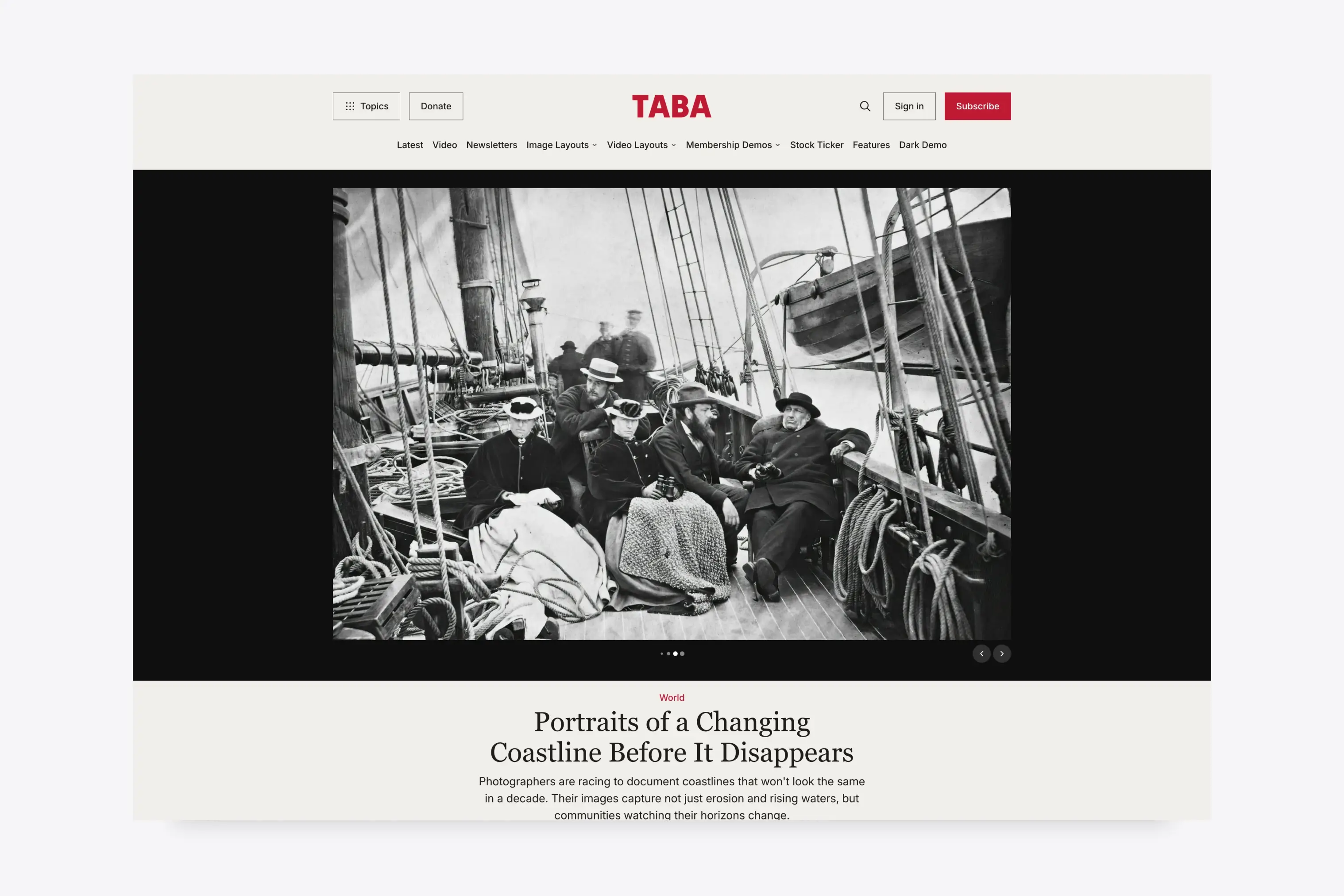 Taba Ghost Theme Gallery layout