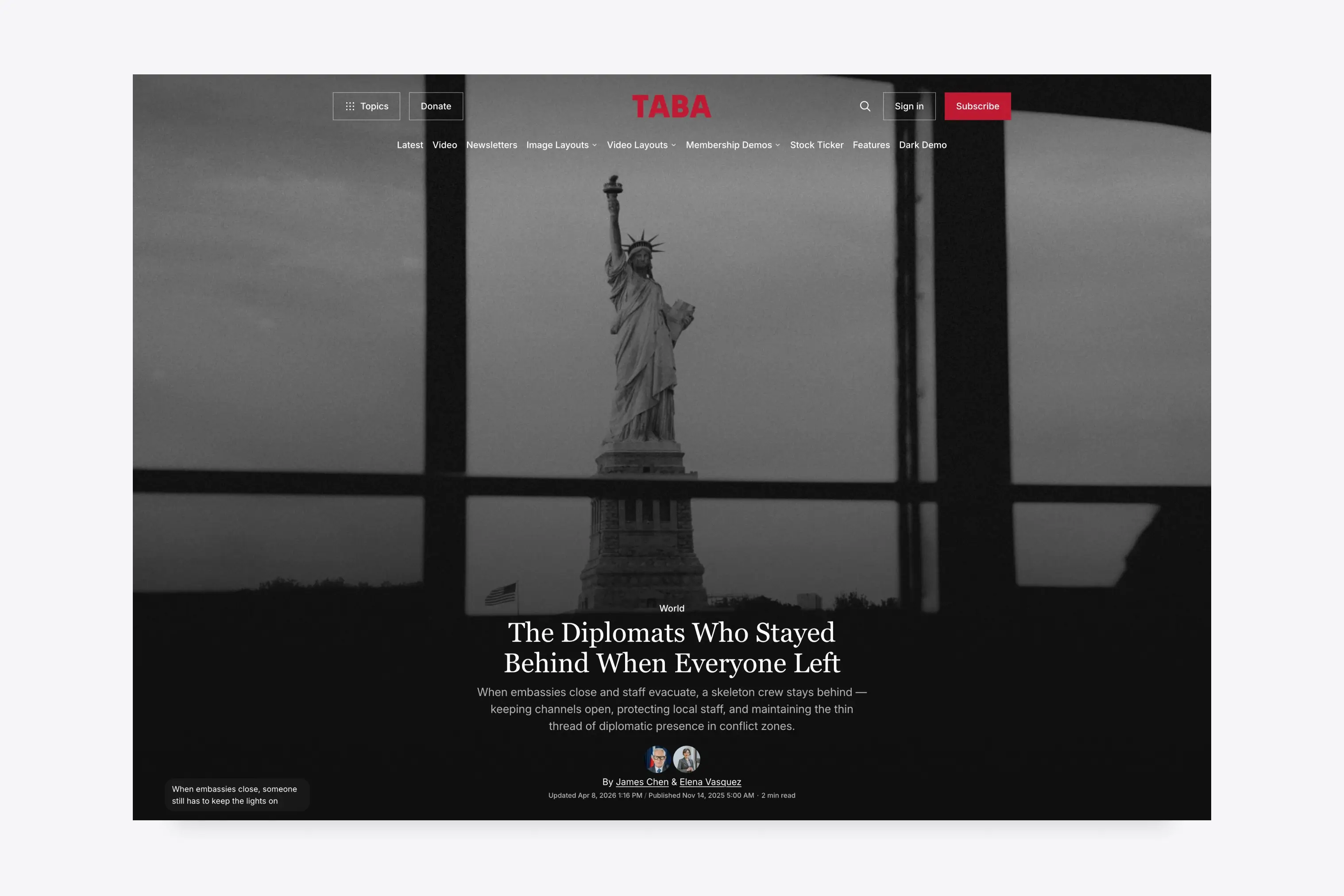 Taba Ghost Theme Image Cover layout