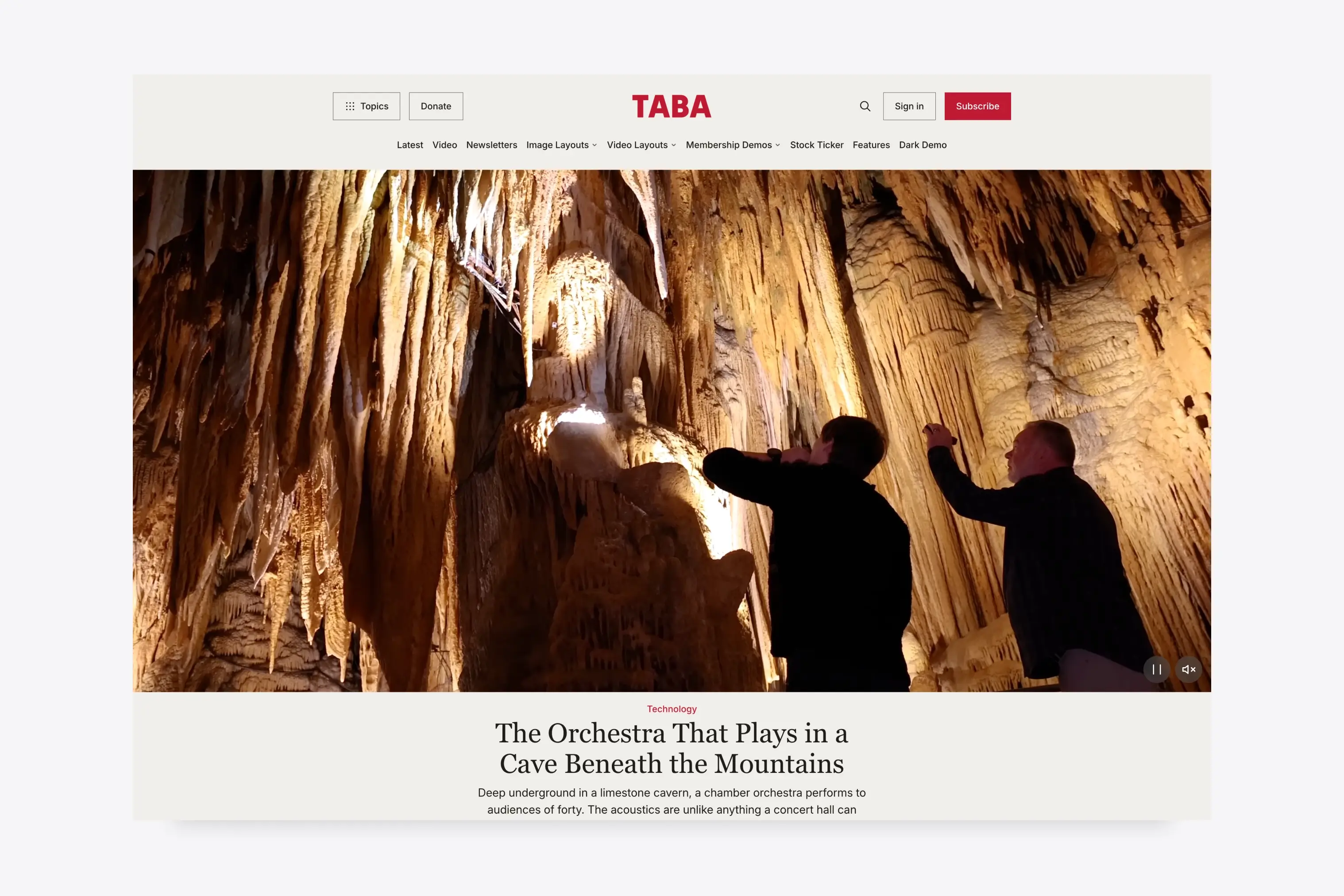 Taba Ghost Theme Video Banner layout