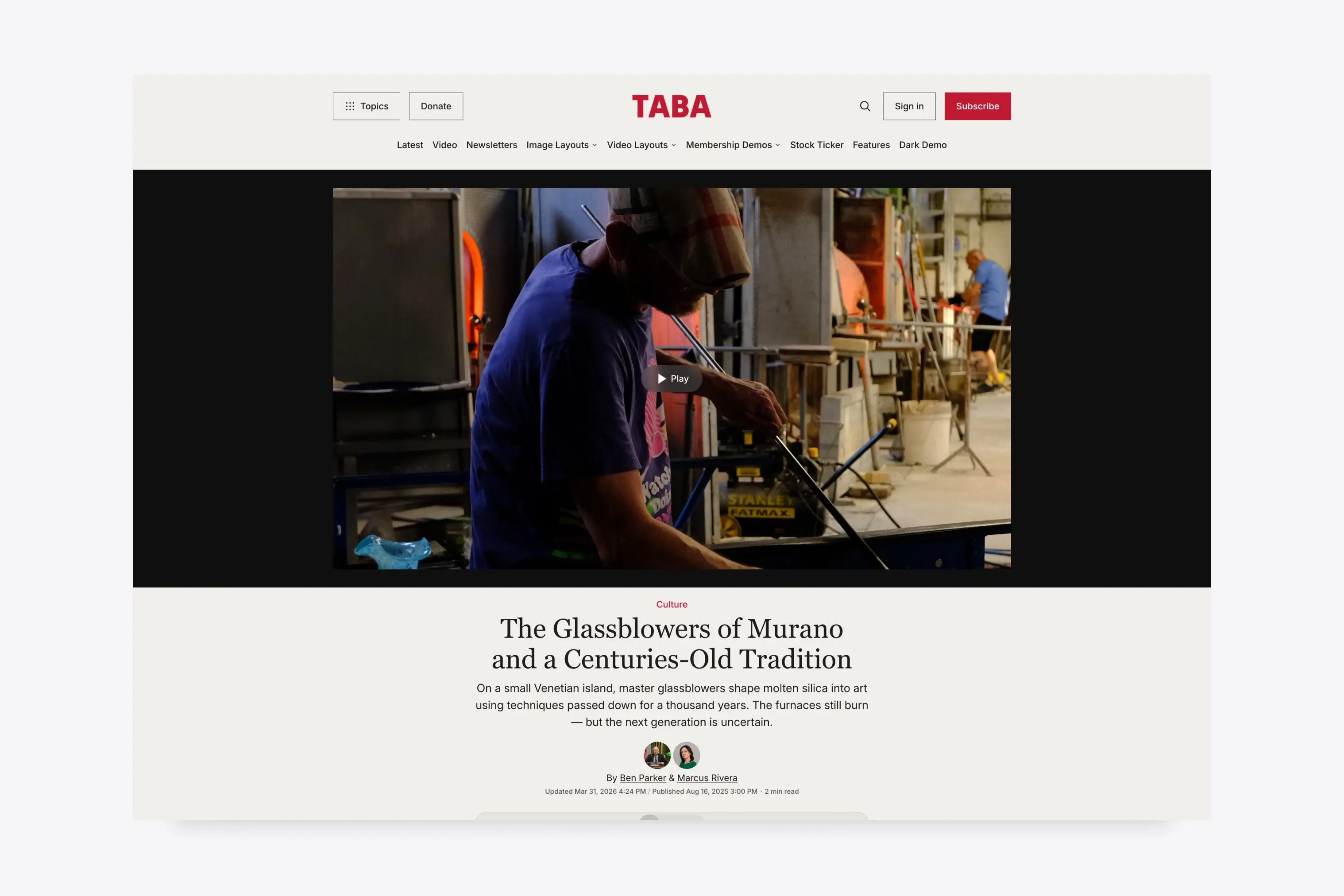 Taba Ghost Theme Video Theater layout