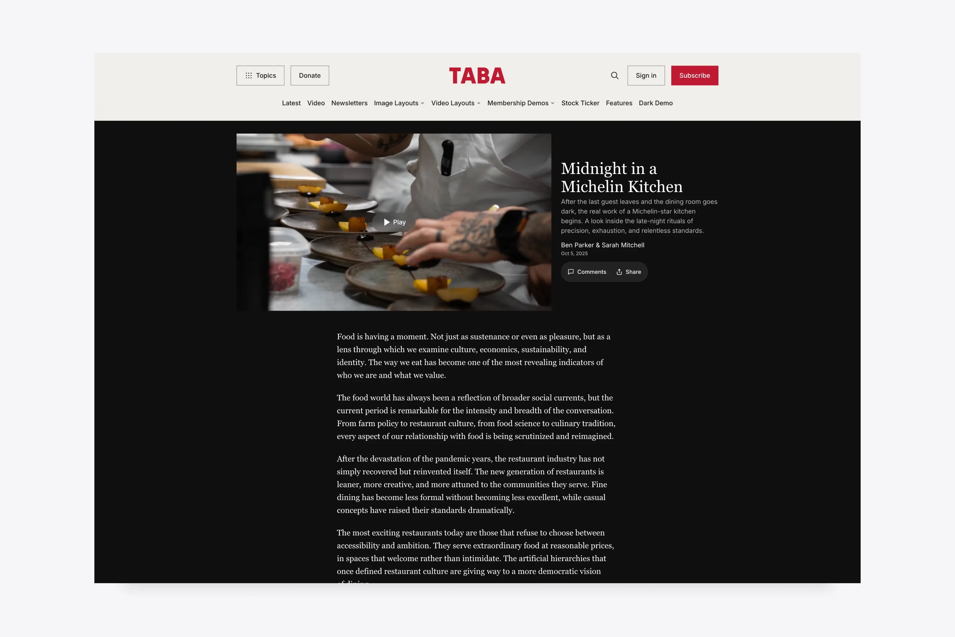 Taba Ghost Theme Video layout