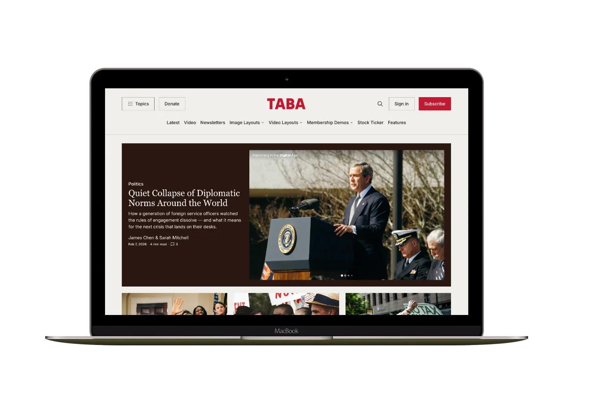Taba Ghost Theme for Newsrooms and Digital Magazines
