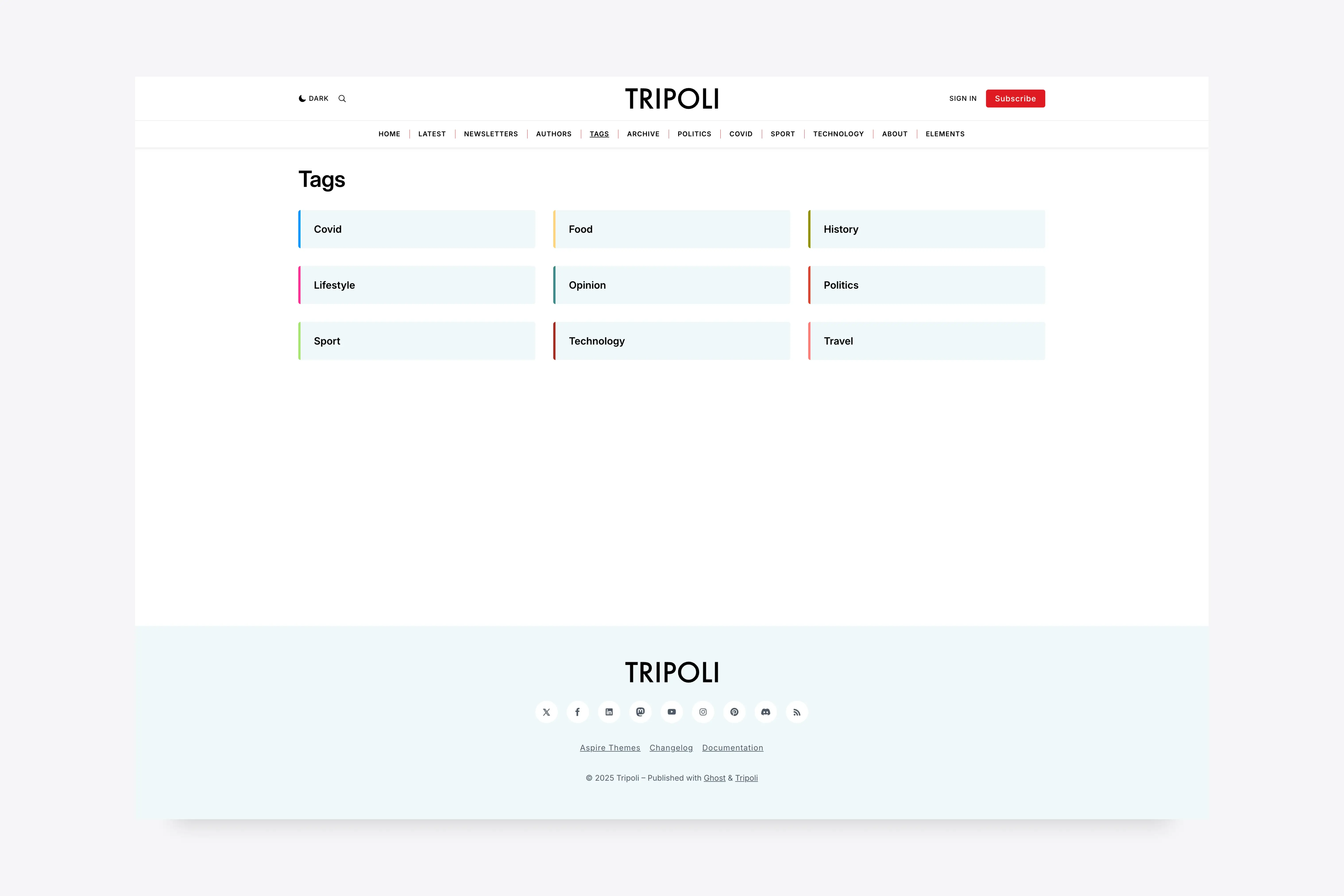 Tripoli Ghost Theme - Comprehensive tags page with color coding