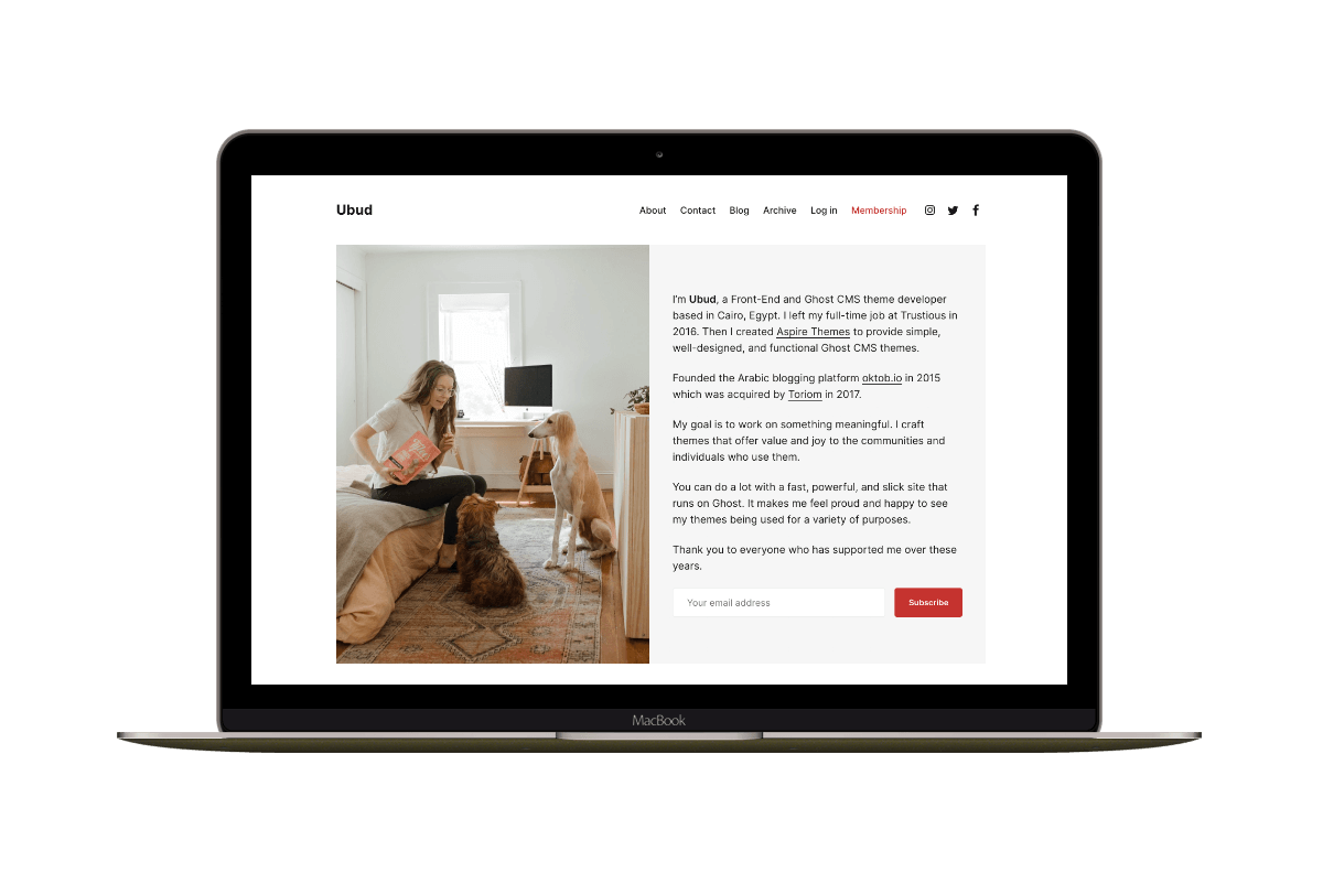 Ubud Ghost Theme for Personal Newsletters